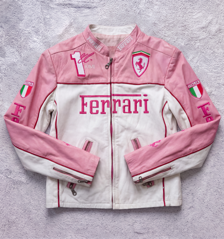 FERRARI F1 LEATHER JACKET PINK