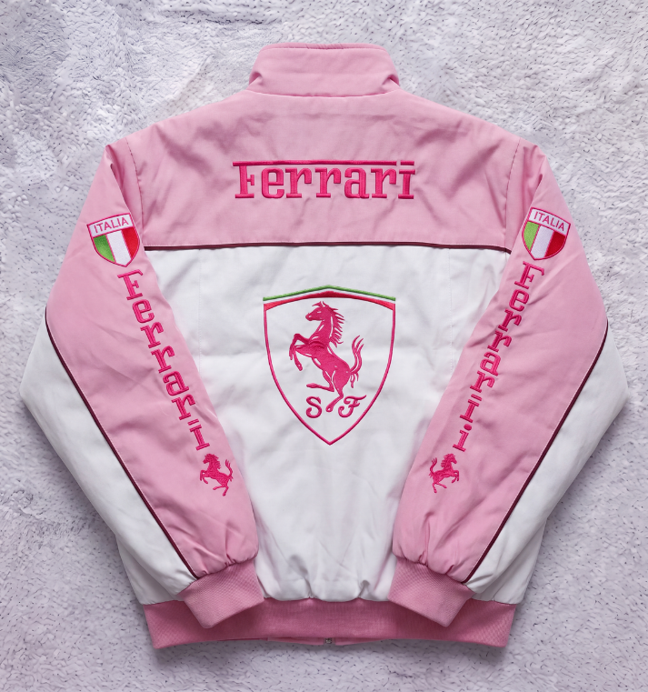 FERRARI F1 LEATHER JACKET PINK