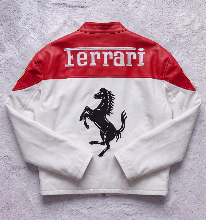 FERRARI F1 LEATHER JACKET WHITE/RED